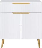 BarberPub Barber Station with Drawer & Cabinet, Beauty Salon White Storage - Image 9