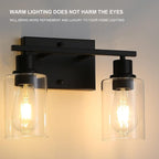 Bathroom Vanity Light Fixtures, 2-Light Matte Black Bathroom Lights, Wall - Image 6