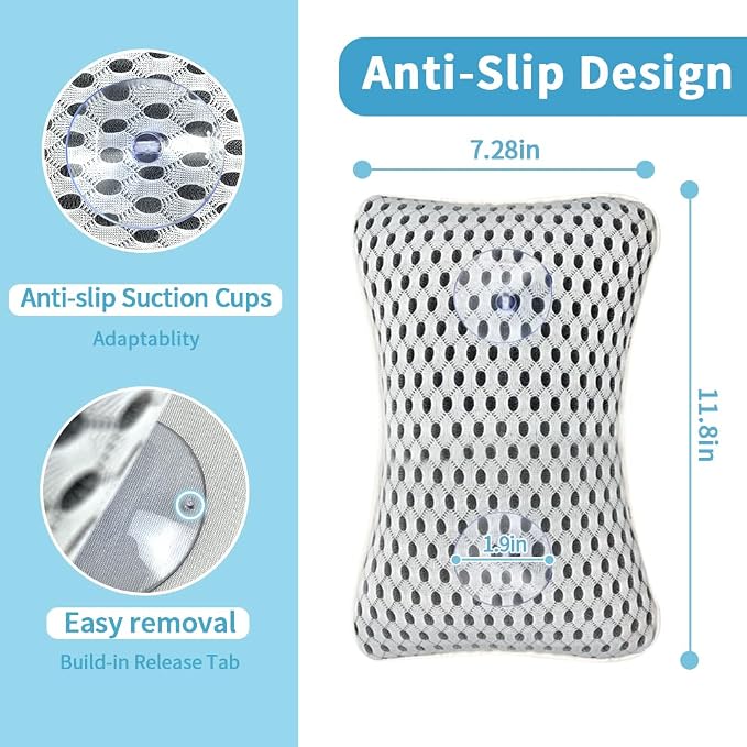 Upgraded Bath Pillows for Tub, Slip Resistant Waterproof Bath Pillows for Tub - Image 3
