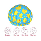 Yellow Rubber Ducks Shower Cap For Women Adjustable Double Waterproof Layers - Image 7