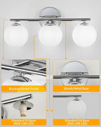 Globe Bathroom Light Fixtures Chrome Vanity Light - Image 5