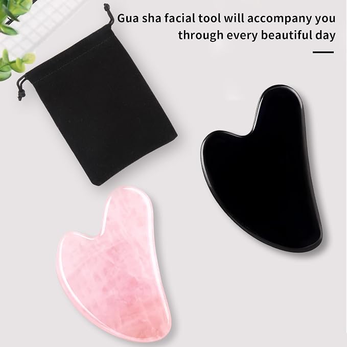 Gua Sha Facial Tools 2 Pack, Natural Jade Guasha Tool - Image 6
