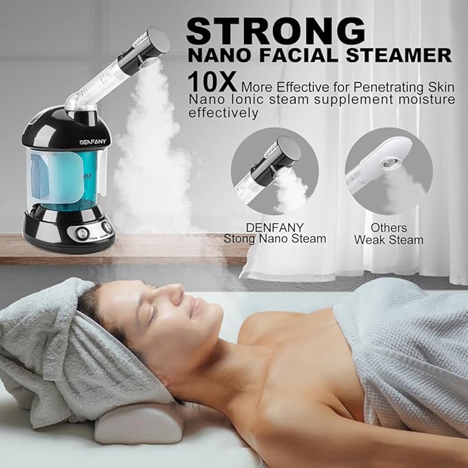 Facial Steamer - DENFANY Nano Ionic Face Steamer - Portable Facial Steamer - Image 2