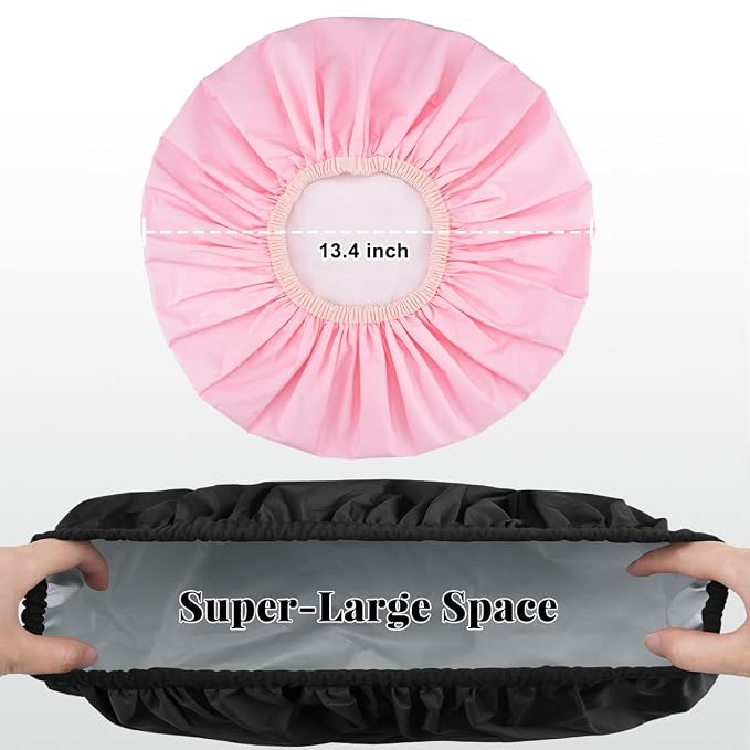 3 Pack Reusable Shower Caps for Women Waterproof, Large Hair Cap for Shower and - Image 4