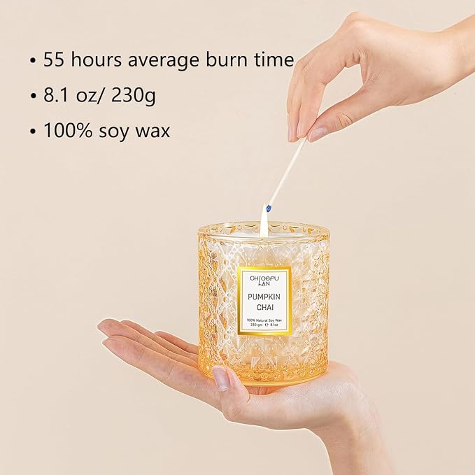 Chloefu LAN Pumpkin Chai Candles Halloween Candle Gift, Farmhouse Candles - Image 2