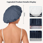 Shower Cap for Women Waterproof Reusable, Large Shower Cap Non-Slip - Image 2