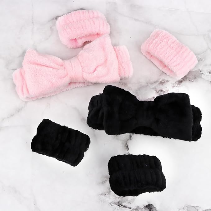 WHAVEL 6PCS Spa Headband and Wristbands Set, Face Wash Headband Wrist Bands - Image 7