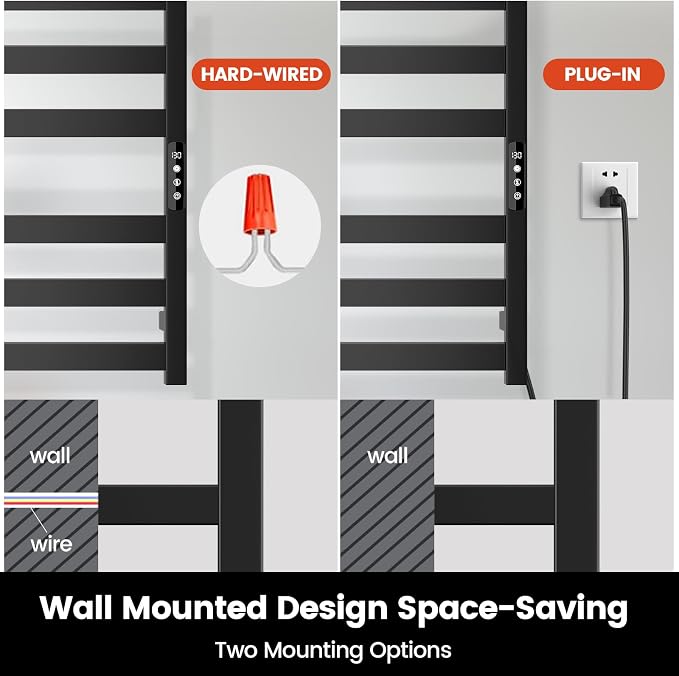 Tower Warmer Rack, 6 Bars Stainless Steel Wall Mounted Electric Heated Towel - Image 6