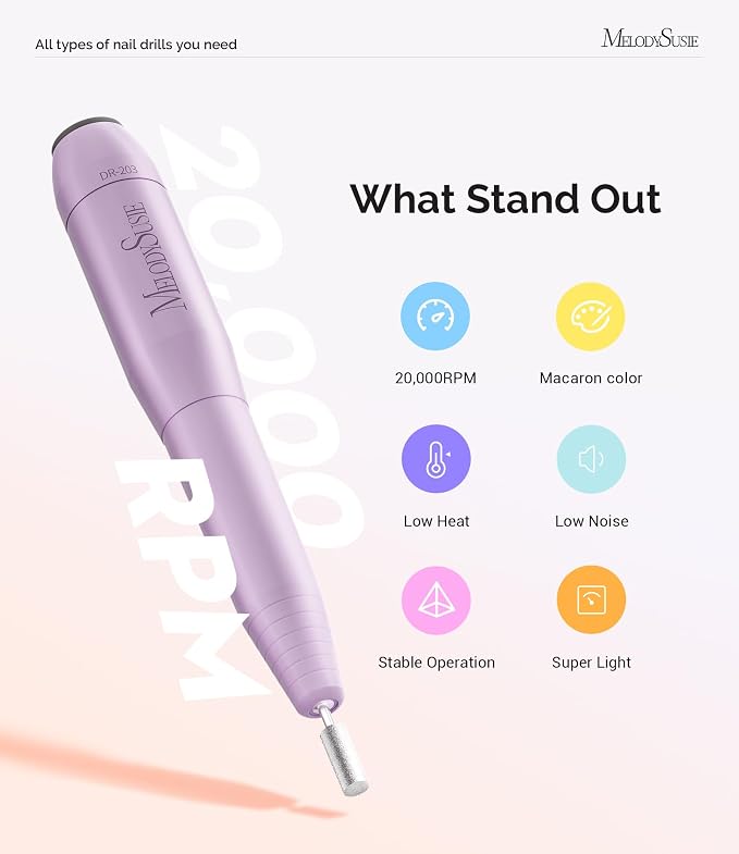 MelodySusie Pen-Shaped Portable USB Nail Drill, PC120I 20000RPM Electric Nail - Image 5