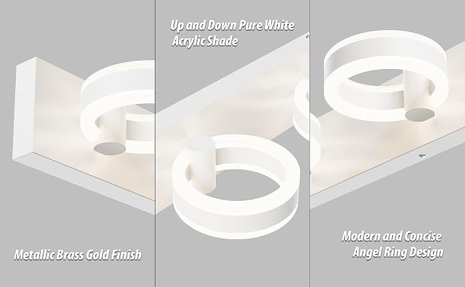 LED Bathroom Light Fixtures, 33inch White Vanity Lights, Modern 4 Light Acrylic - Image 3