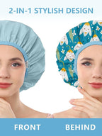 Years calm Shower Caps for Women Reusable Waterproof, Double Layer Waterproof - Image 2