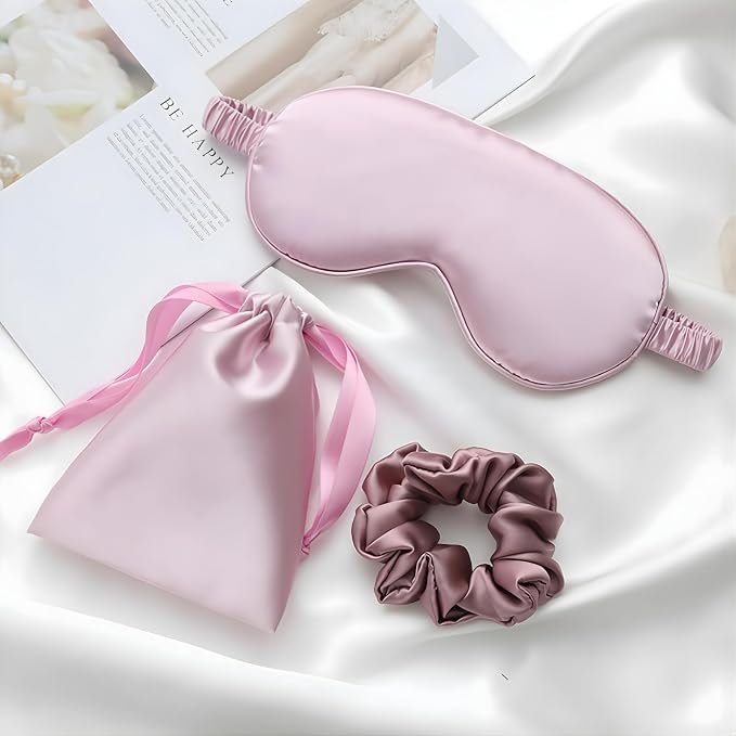Silk Satin Sleeping Eye Mask, Light Purple Sleep Eye Mask Night Blindfold - Image 4