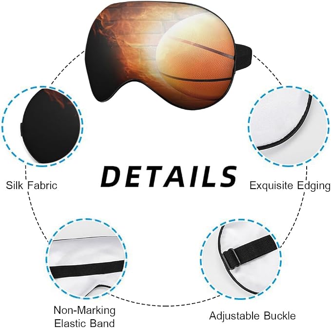 Fire Basketball Sleep Eye Mask Wall Funny Basketball Sports Silk Eye Mask - Image 3
