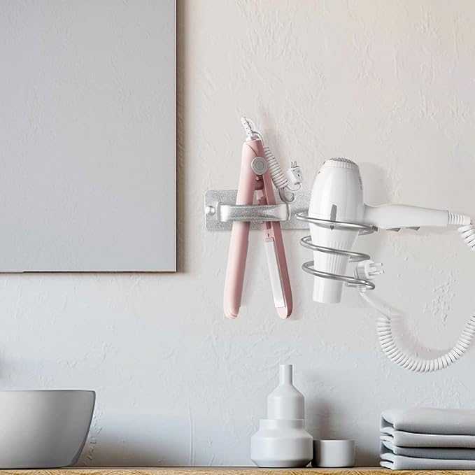 YUET Hair Dryer Holder Hairdryer Station Wall Mounted Shelf Bracket - Image 6