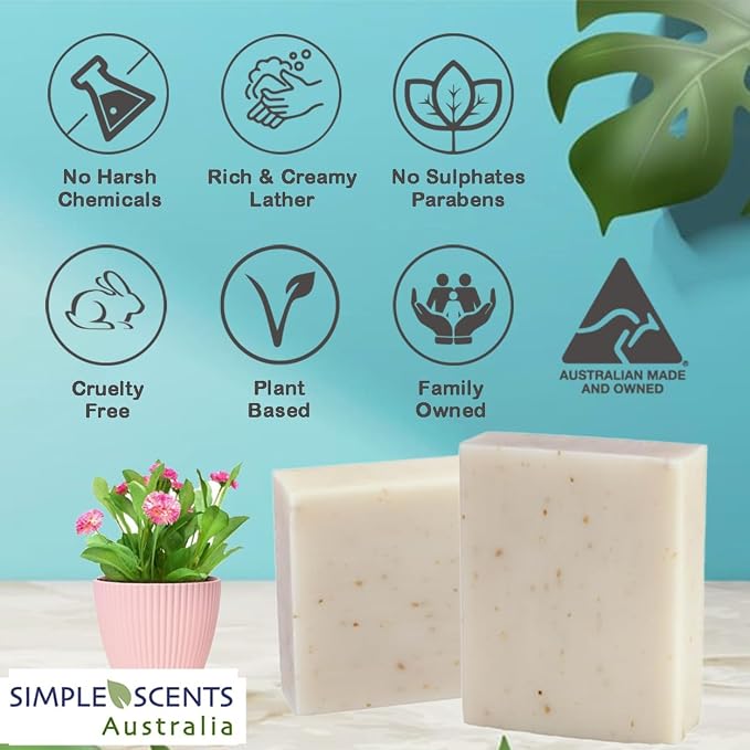 Simple Scents Australia Oatmeal & Milk Scented Natural Soap Bars, 3.5oz - Image 3