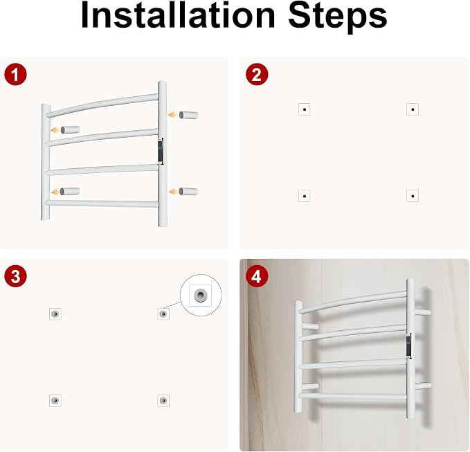 Towel Warmer with Built-in Timer Bathroom Wall Mounted Bath Towel Heater - Image 8