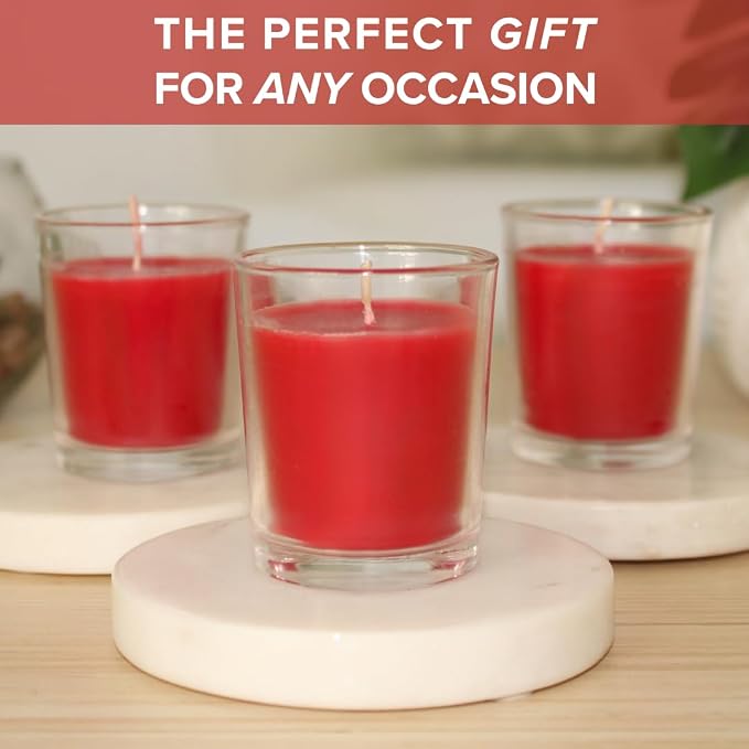 Simply Soson Scented Votive Candles, Bulk Set of 24 Red Spicy Cinnamon Clove - Image 5