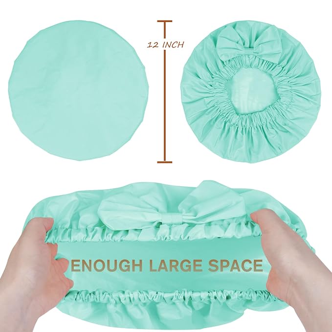 Shower Cap for Women, Cute Bow Waterproof Reusable Bath Cap, Non-Slip Anti - Image 6
