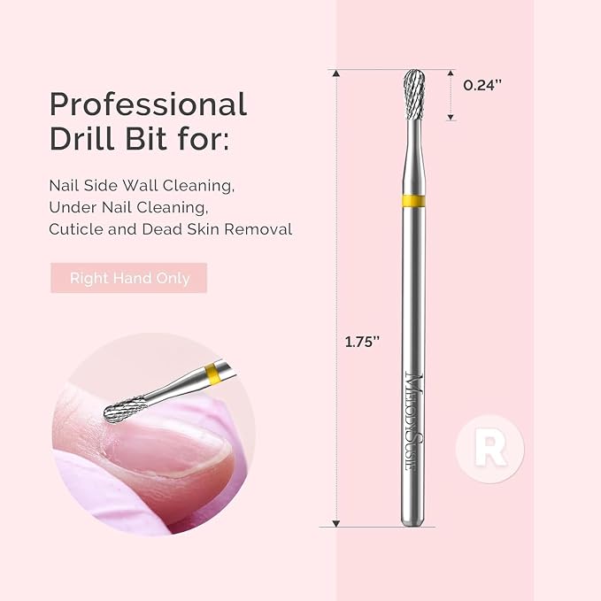 MelodySusie Cuticle Clean Nail Drill Bit 3/32'', Professional Safety Carbide - Image 3