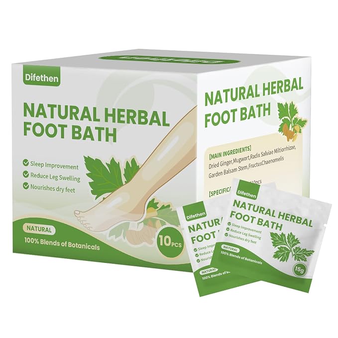 Natural Mugwort/Wormwood Herbal Foot Soak, Lymphatic Ginger Foot Bath Bag by Difethen