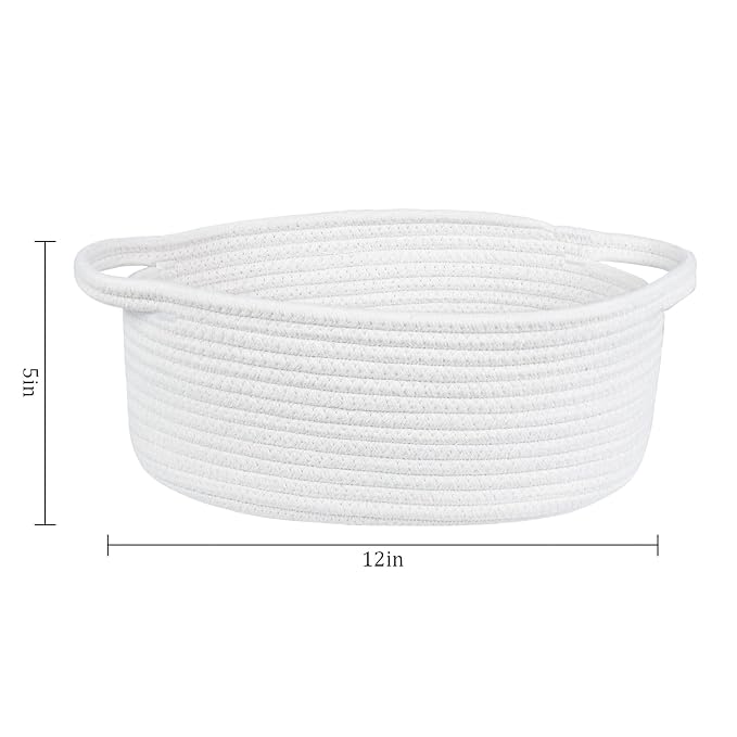 ABenkle Small Basket with Handles, Boho Decorative Rope Woven Dog Cat Toy - Image 2
