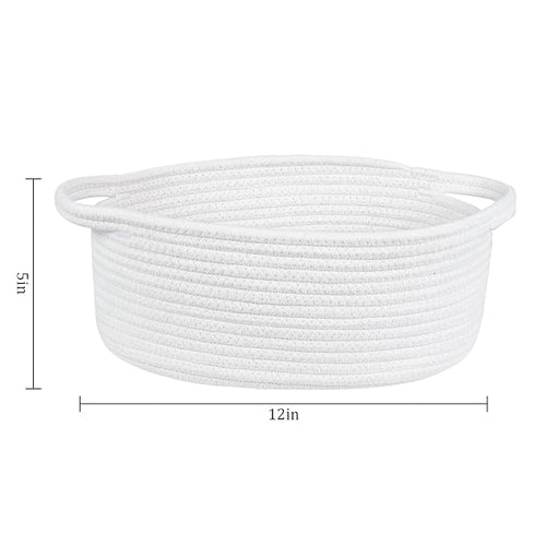 ABenkle Small Basket with Handles, Boho Decorative Rope Woven Dog Cat Toy - Image 2