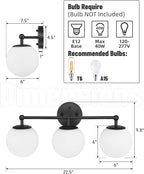 AKEZON 3-Light Black Bathroom Vanity Light Fixture, Modern Minimalist Vanity - Image 6