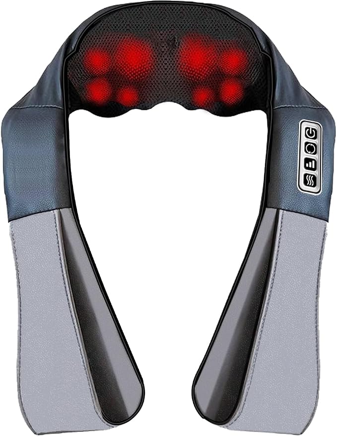 Neck Massager with Heat, Shiatsu Shoulder and Back Massager, Electric Kneading by HELPHIER
