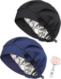 2 Pack Satin Lined Bouffant Scrub Caps by Yuest