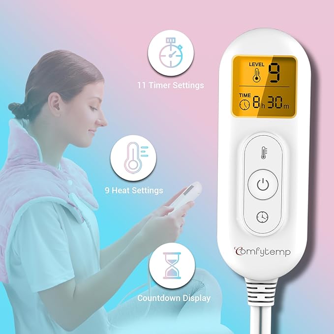 Comfytemp Heating Pad for Neck and Shoulders and Back, 2.6lb Weighted Electric - Image 4