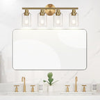 4-Light Bathroom Light Fixtures, Brushed Gold Modern Vanity Lights Over Mirror - Image 5