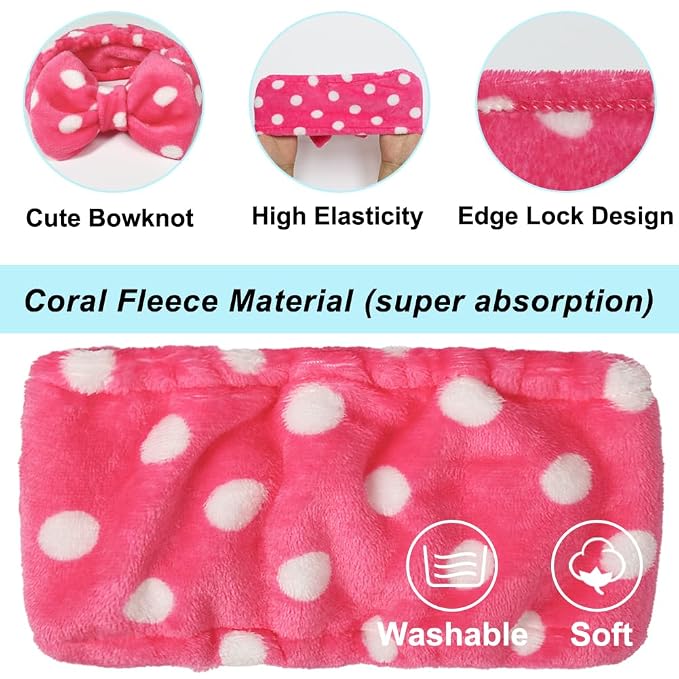 Shintop Sweet Super Soft Caroset Polka Dots Wash Cosmetic Headband Hairlace - Image 4