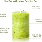 Green Pillar Candles Set of 3 Sage Scented Long Burning Candles 3x4 inch - Image 5