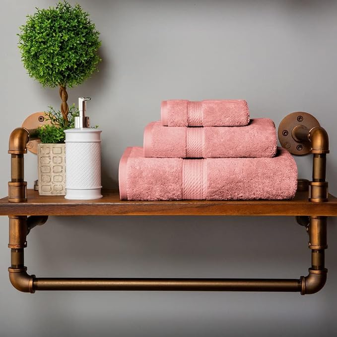 SUPERIOR Egyptian Cotton Pile 3 Piece Towel Set, Includes 1 Bath, 1 Hand - Image 2