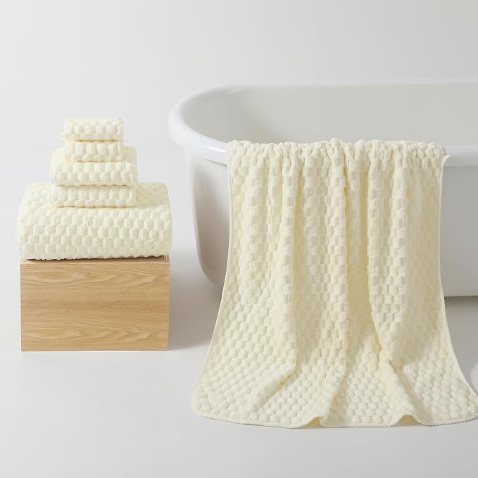 REDKISS Cream Microfiber Towels Set of 6-35x70 Inches Oversized Bath Sheets - Image 7