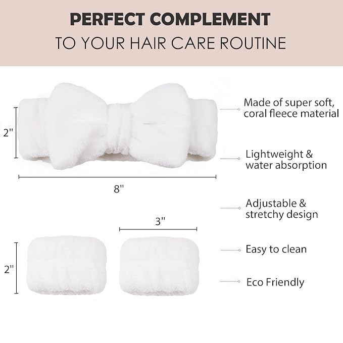 Ayesha White Spa Headband and Wristband Set - Image 2