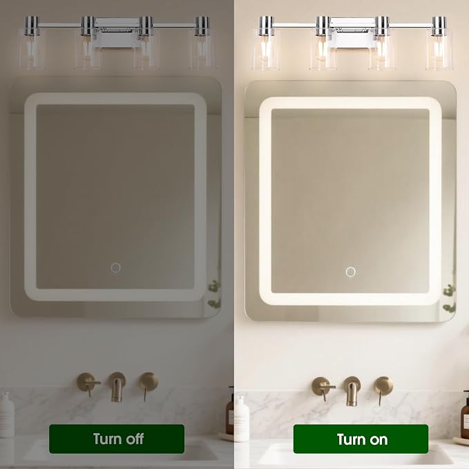 4-Light Modern Vanity Light Fixtures Over Mirror, Chrome Bathroom Light Fixtures - Image 8