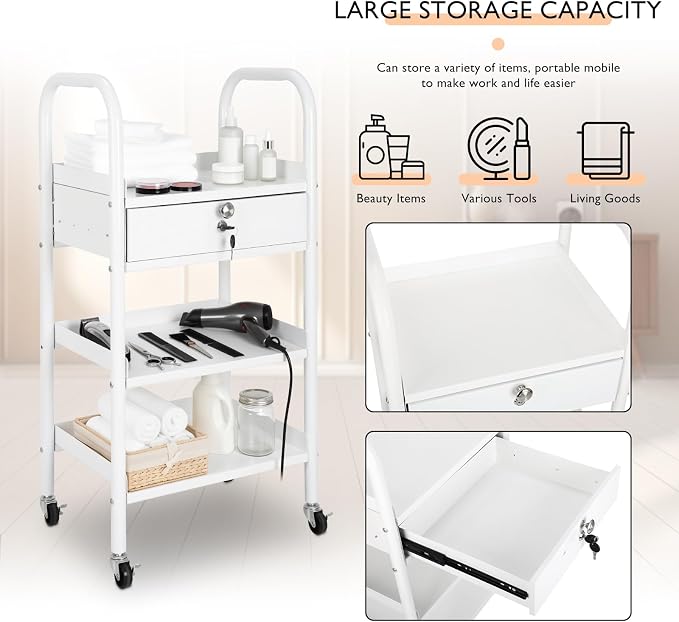 LEIBOU Beauty Salon Trolley Cart Hair Station - Image 3