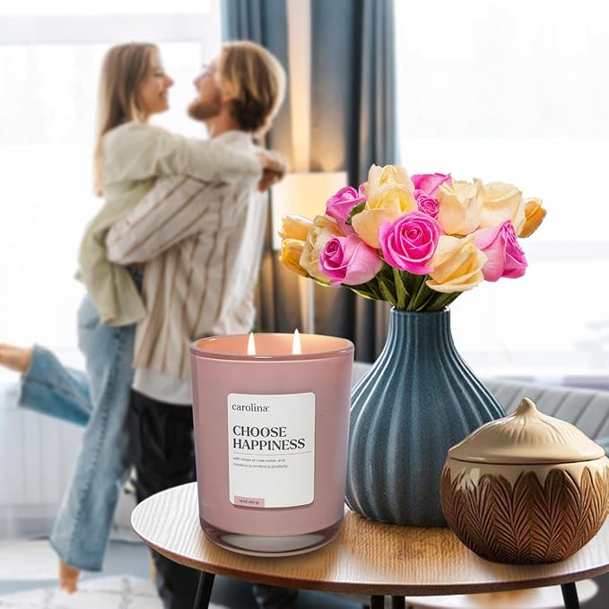 Carolina Choose Happiness 16 oz Scented Candle, 2 Wick Wellness Relaxing Candle - Image 6