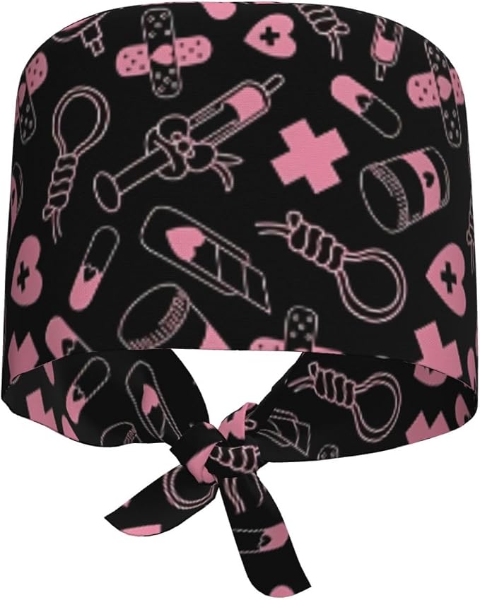 Working Cap Scrub Caps with Sweatband Adjustable Tie Back Hat Nurse Surgical - Image 7