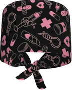 Working Cap Scrub Caps with Sweatband Adjustable Tie Back Hat Nurse Surgical - Image 7