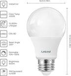 Linkind A19 LED Light Bulbs, 60W Equivalent Dimmable Light Bulbs, 4000K Cool - Image 2
