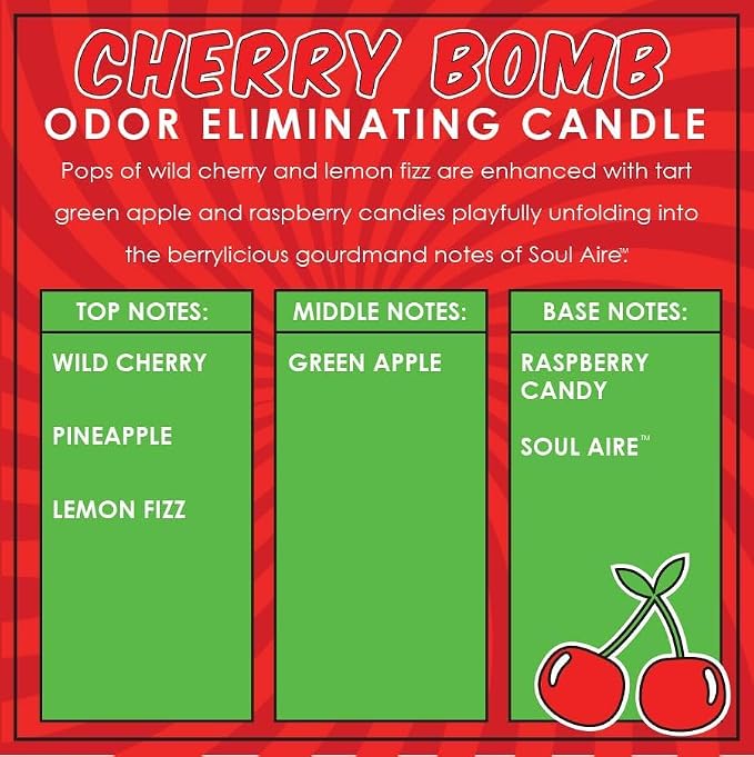 Cherry Bomb Two Pack Odor Eliminating Highly Fragranced Candle - Image 4