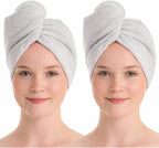 100% Turkish Cotton Hair Towel Wrap 2 Pack – Oeko-TEX Certified Quick Dry Turban by Seritaine
