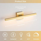 Joossnwell Gold Vanity Lights for Bathroom 24 Inch Dimmable 5CCT Modern Bath - Image 6