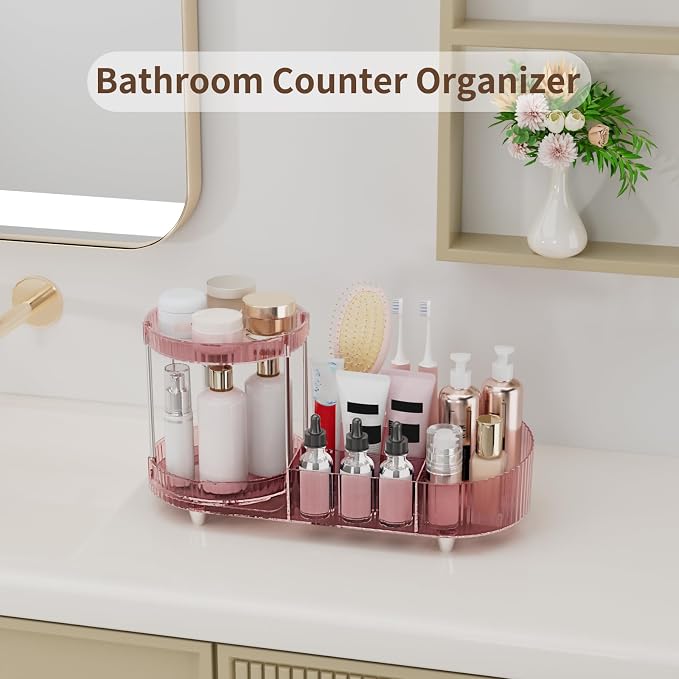 360 Rotating Makeup Organizer for Vanity, 2 Perfume Trays - Image 5