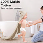 Yoofoss Hooded Baby Towels for Newborn 2 Pack 100% Muslin Organic Cotton Baby - Image 2