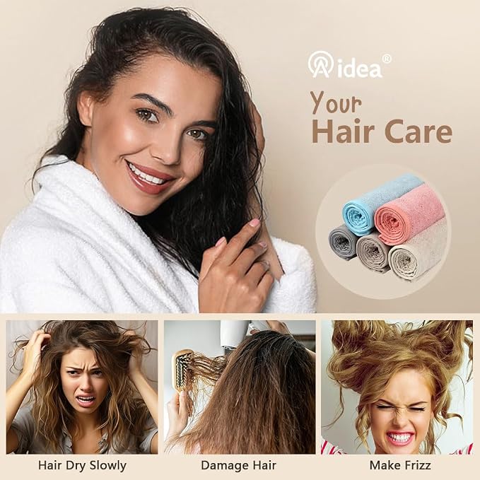 AIDEA Microfiber Hair Towel Wrap, 5 Pack Hair Turbans, Super Absorbent Quick - Image 5