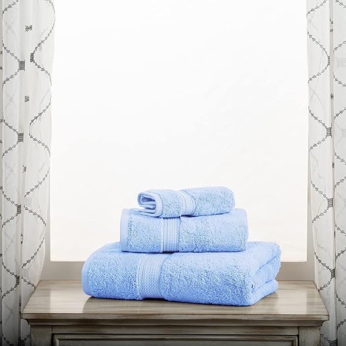 SUPERIOR Egyptian Cotton Pile 3 Piece Towel Set, Includes 1 Bath, 1 Hand - Image 9