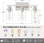 3 Light Bathroom Light Fixtures Brushed Nickel Vanity Light Over Mirror Modern - Image 3